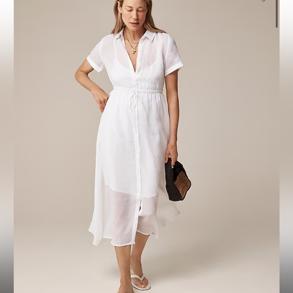 J. Crew Tall Cerise Shirtdress in Ramie